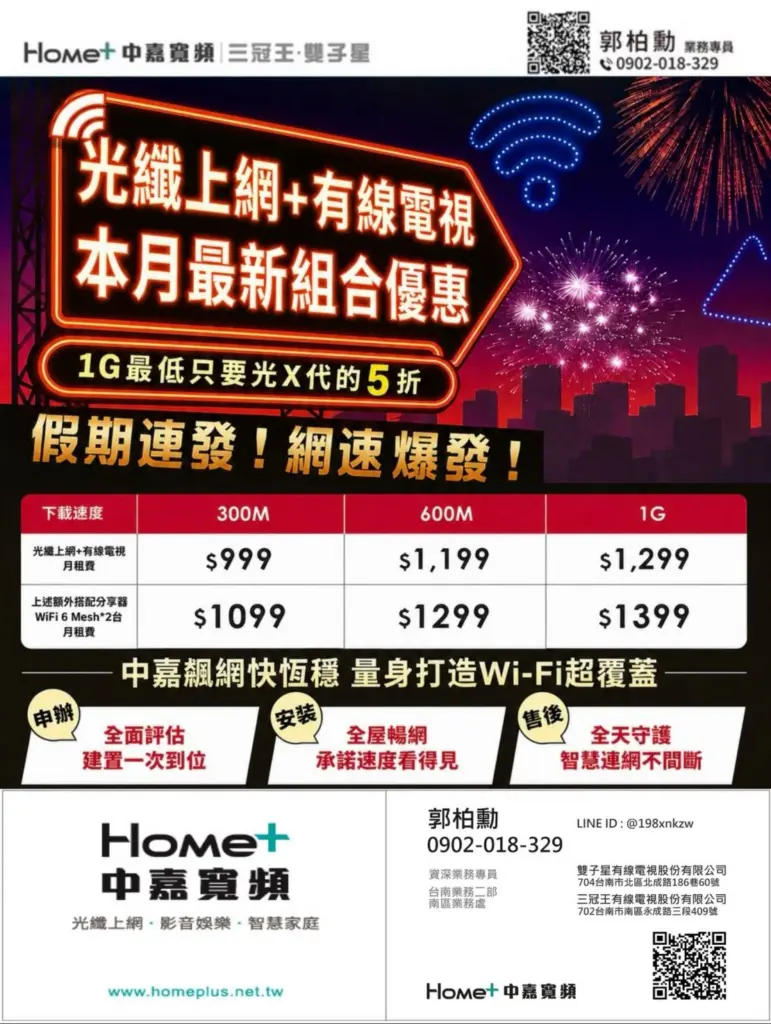 中嘉寬頻網路優惠!光纖上網最低只要699起,現在申辦享獨家Wi-Fi服務
